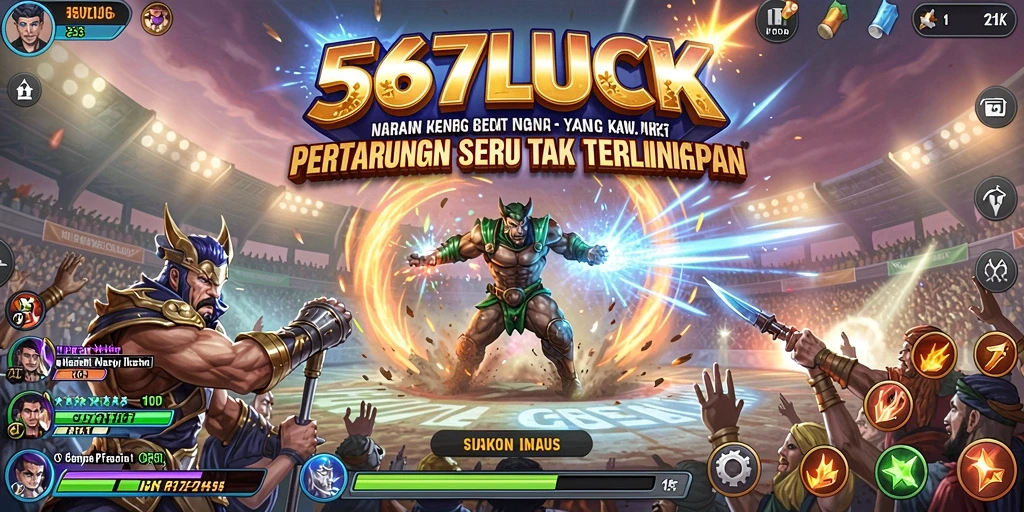 Tampilan gameplay 567LUCK saat pertarungan seru dan intens.