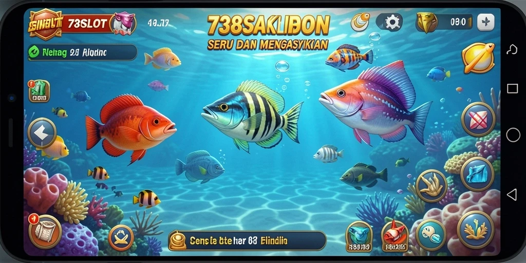 Tampilan gameplay menembak ikan yang mengasyikkan dan penuh warna.