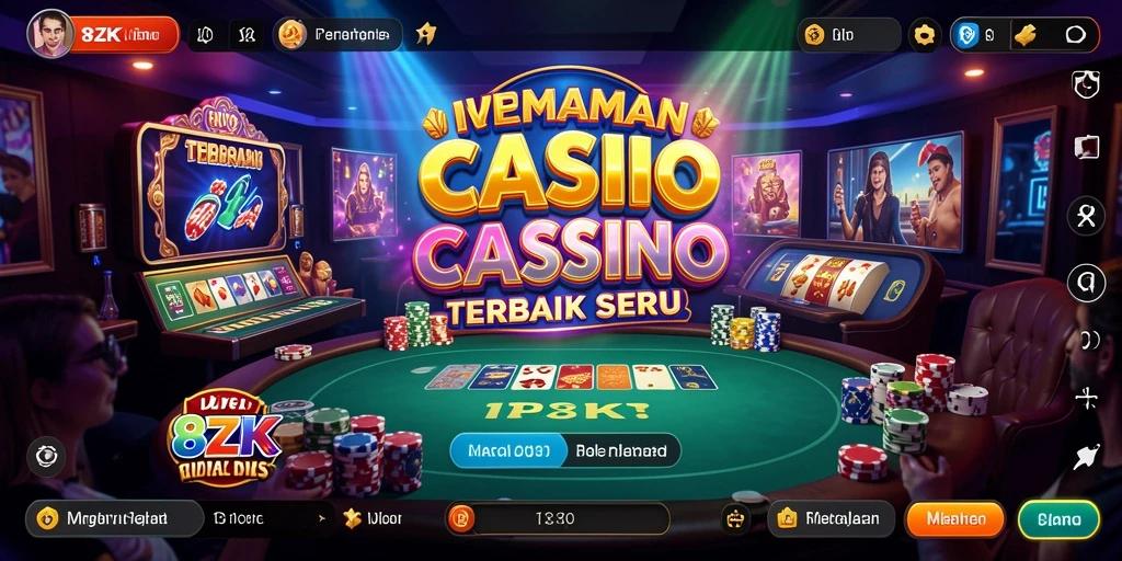 Screenshot gameplay 8ZK menunjukkan dealer langsung yang berinteraksi dengan pemain.