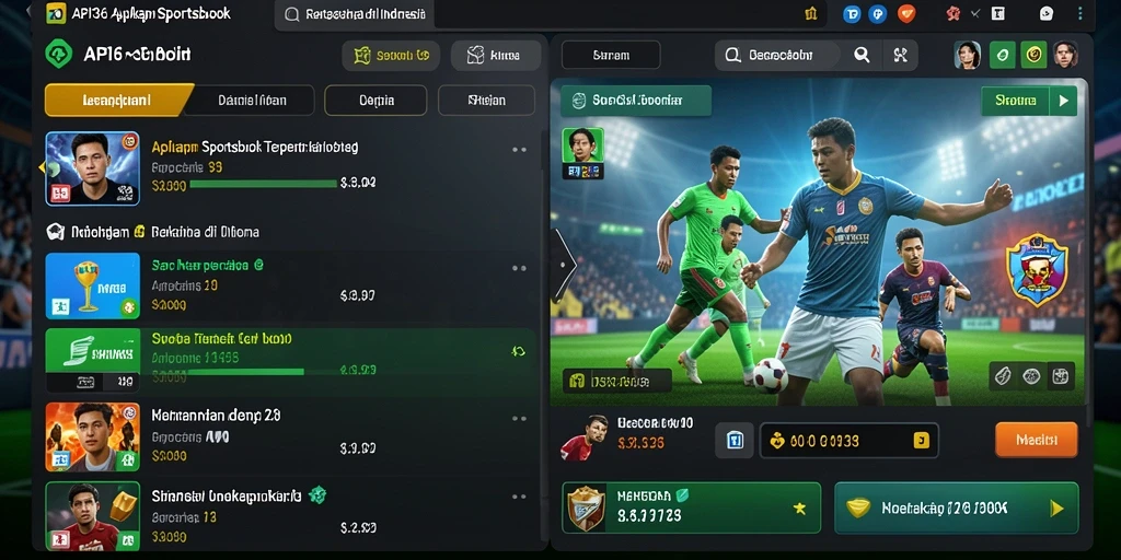 Tangkapan layar gameplay API36 dengan taruhan olahraga yang menarik.
