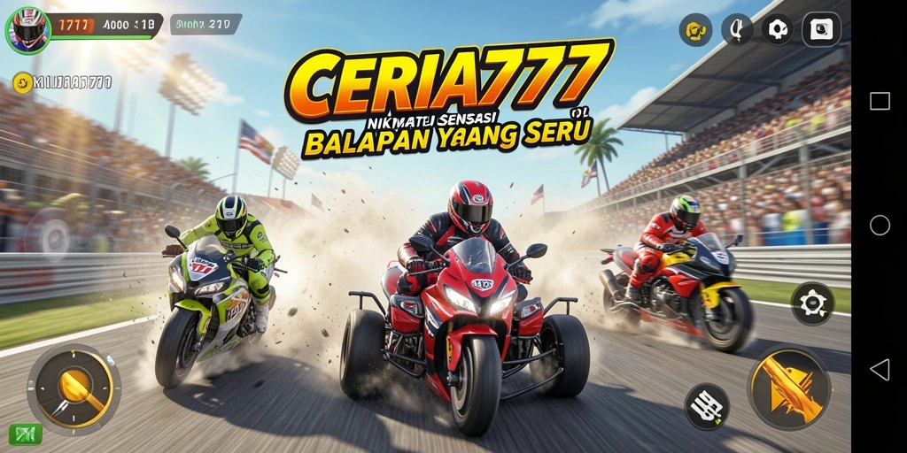 Tampilan gameplay balapan yang menegangkan dan mendebarkan.