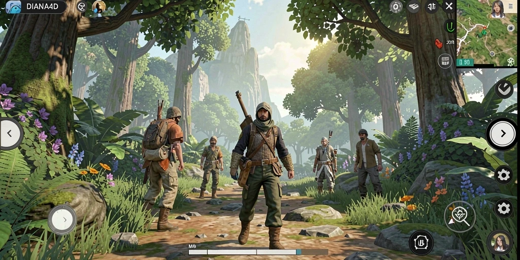 Gameplay DIANA4D yang menampilkan eksplorasi dunia terbuka.