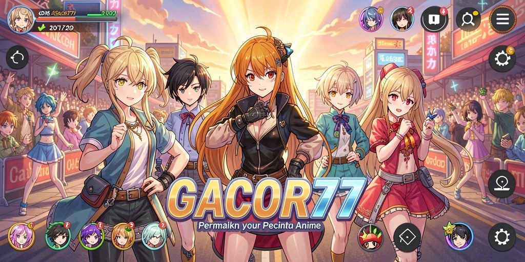 Screenshot gameplay GACOR77 dengan karakter anime menarik.