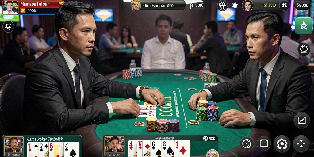 Screenshot MPOID menampilkan pemain yang menikmati permainan Poker di meja virtual.