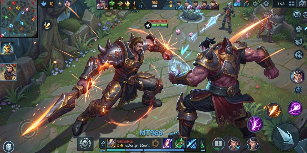 Tangkapan layar gameplay MT966 menampilkan pertempuran tim yang mendebarkan.