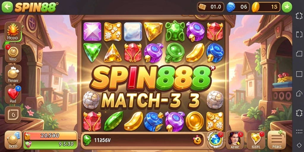 Gameplay SPIN88 yang penuh warna dan tantangan Match-3.